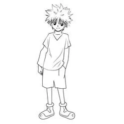 Malvorlage Killua steht mit den Händen in den Taschen