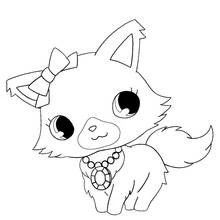 Malvorlage Garnet das flauschige Jewelpet mit Schleife