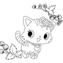 Malvorlage Jewelpet Luna das Kätzchen mit Erdbeeren