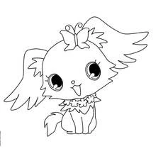 Malvorlage Peridot das Jewelpet mit flauschigen Ohren und Schmetterlingsschleife