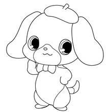Malvorlage Jewelpet Hund mit Baskenmütze und Fliege