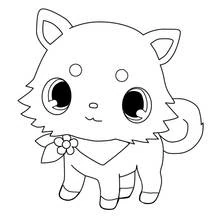 Malvorlage Jewelpet mit großen Augen und Blumenhalsband