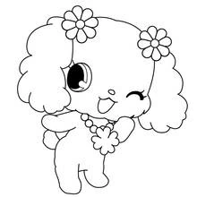 Malvorlage Prase das Jewelpet zwinkert zwischen Blumen