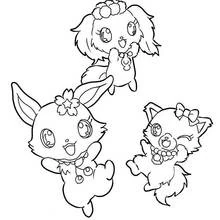 Malvorlage Jewelpet Trio springt fröhlich