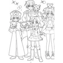 Malvorlage Jewelpet Gruppe mit ihren Haustieren