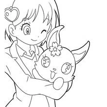 Malvorlage Jewelpet Tinkle im Arm eines Mädchens