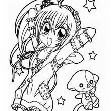 Malvorlage Jewelpet Anime-Mädchen springt mit Katze