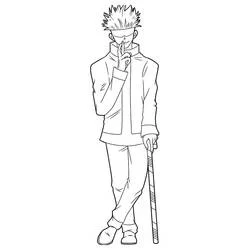 Malvorlage Satoru Gojo mit Geste der Stille