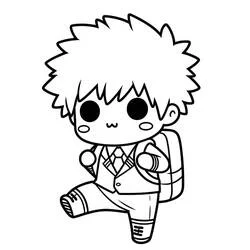 Malvorlage Katsuki Bakugo als Chibi auf dem Schulweg