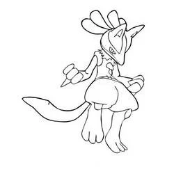 Malvorlage Lucario in einer Kampfpose stehend