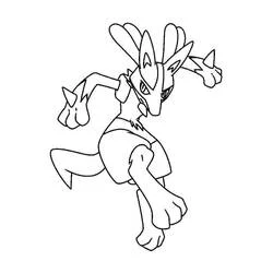 Malvorlage Lucario in dynamischer Kampfpose