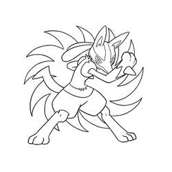 Malvorlage Lucario in Kampfhaltung