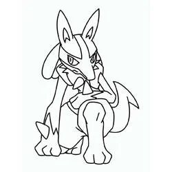 Malvorlage Lucario sitzt in nachdenklicher Pose