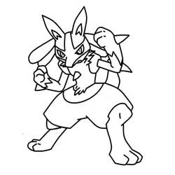 Malvorlage Lucario in Kampfhaltung