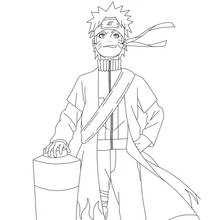Malvorlage Naruto steht mit der Hand auf einer Schriftrolle