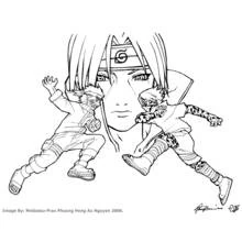 Malvorlage Naruto mit zwei springenden Ninjas