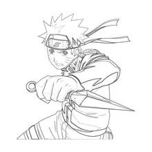 Malvorlage Naruto mit Kunai in Kampfhaltung
