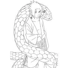 Malvorlage Sasuke mit einer riesigen Schlange um ihn gewickelt