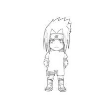 Malvorlage Sasuke chibi stehend im Ninja-Outfit