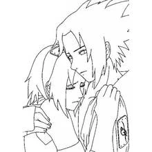 Malvorlage Sakura und Sasuke in einer Umarmung