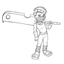 Malvorlage Chibi Zabuza mit seinem riesigen Schwert