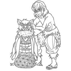 Malvorlage Nezuko und Inosuke zusammen