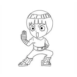 Malvorlage Rock Lee in chibi Kampfhaltung