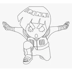 Malvorlage Rock Lee chibi mit ausgestreckten Armen