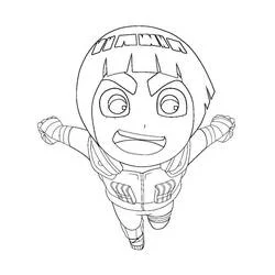 Malvorlage Rock Lee in fröhlicher Pose mit erhobenen Armen