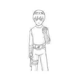 Malvorlage Rock Lee stehend mit erhobener Faust