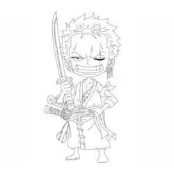 Malvorlage Chibi Zoro mit seinem Katana
