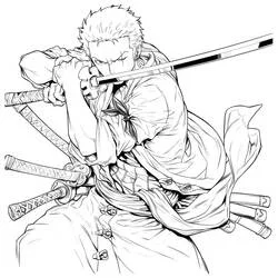 Malvorlage Roronoa Zoro zieht ein Katana