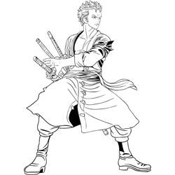 Malvorlage Roronoa Zoro in Kampfhaltung