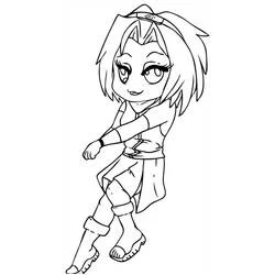 Malvorlage Sakura Haruno in chibi Ninja-Pose
