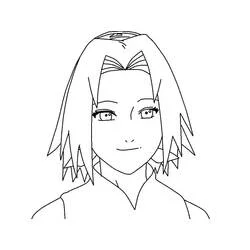Malvorlage Sakura Harunos Gesicht mit sanftem Lächeln