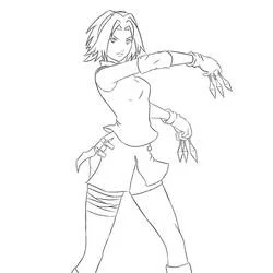 Malvorlage Sakura Haruno beim Werfen von Kunai