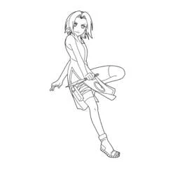 Malvorlage Sakura Haruno in dynamischer Actionpose