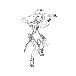Malvorlage Sakura Haruno beim Werfen von Shurikens