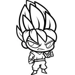 Malvorlage Son-Goku in chibi Super-Saiyajin-Pose