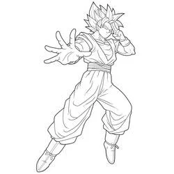 Malvorlage Son-Goku bereit für einen Energieangriff