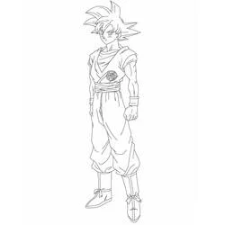 Malvorlage Son-Goku stehend in seinem klassischen Outfit