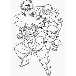 Malvorlage Son-Goku und seine Freunde in Kampfhaltung