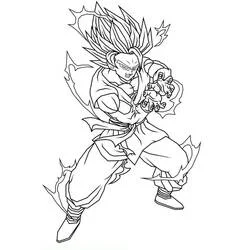 Malvorlage Son-Goku beim Aufladen eines starken Energieangriffs
