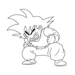 Malvorlage Son-Goku in wütender Kampfhaltung