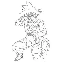 Malvorlage Son-Goku in Kampfhaltung