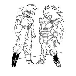 Malvorlage Son-Goku und Raditz stehen sich gegenüber