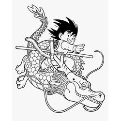Malvorlage Son-Goku reitet auf dem Drachen Shenron