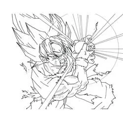 Malvorlage Son-Goku lädt einen kraftvollen Energieangriff auf