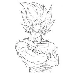 Malvorlage Son-Goku mit verschränkten Armen