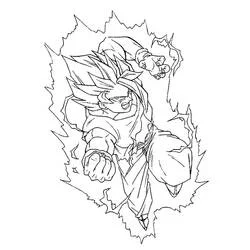 Malvorlage Son-Goku bei seiner Super-Saiyajin-Verwandlung